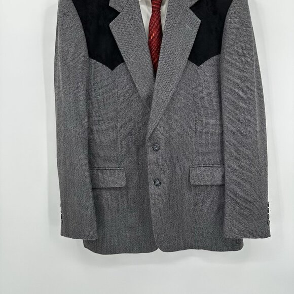 PANHANDLE SLIM jacket blazer sport coat wool silk western cowboy black gray 42L - Picture 4 of 8